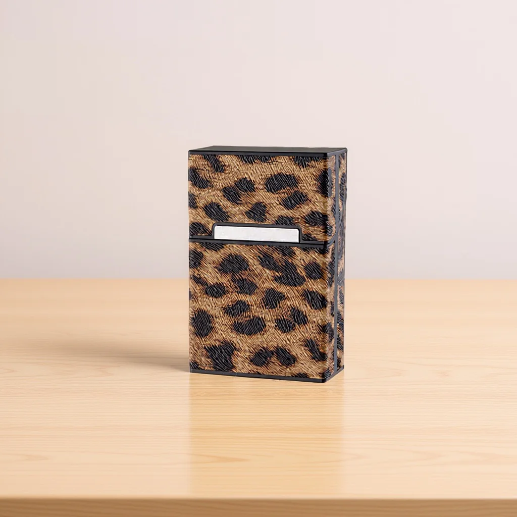 

Cigarette Box Protector Leopard Print Magnetic Closure Flip Cover Portable Storage Case For Cigarettes Durable Smoking Accessory