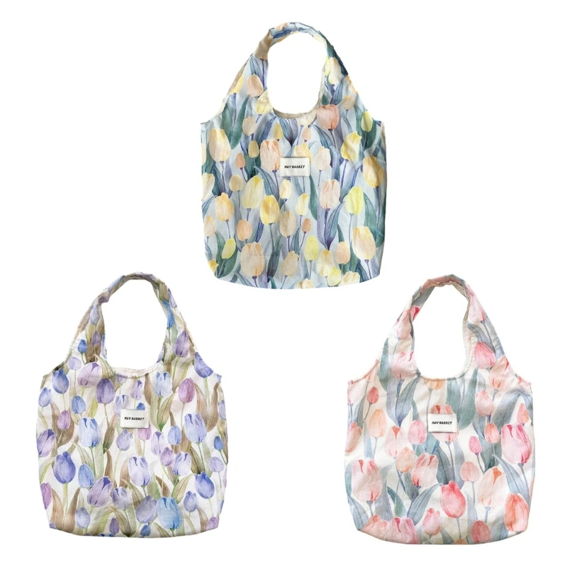 Tote Bag Fashion Leisure Bag for Women Tulips Pattern Grocery Bag Shopping Bag