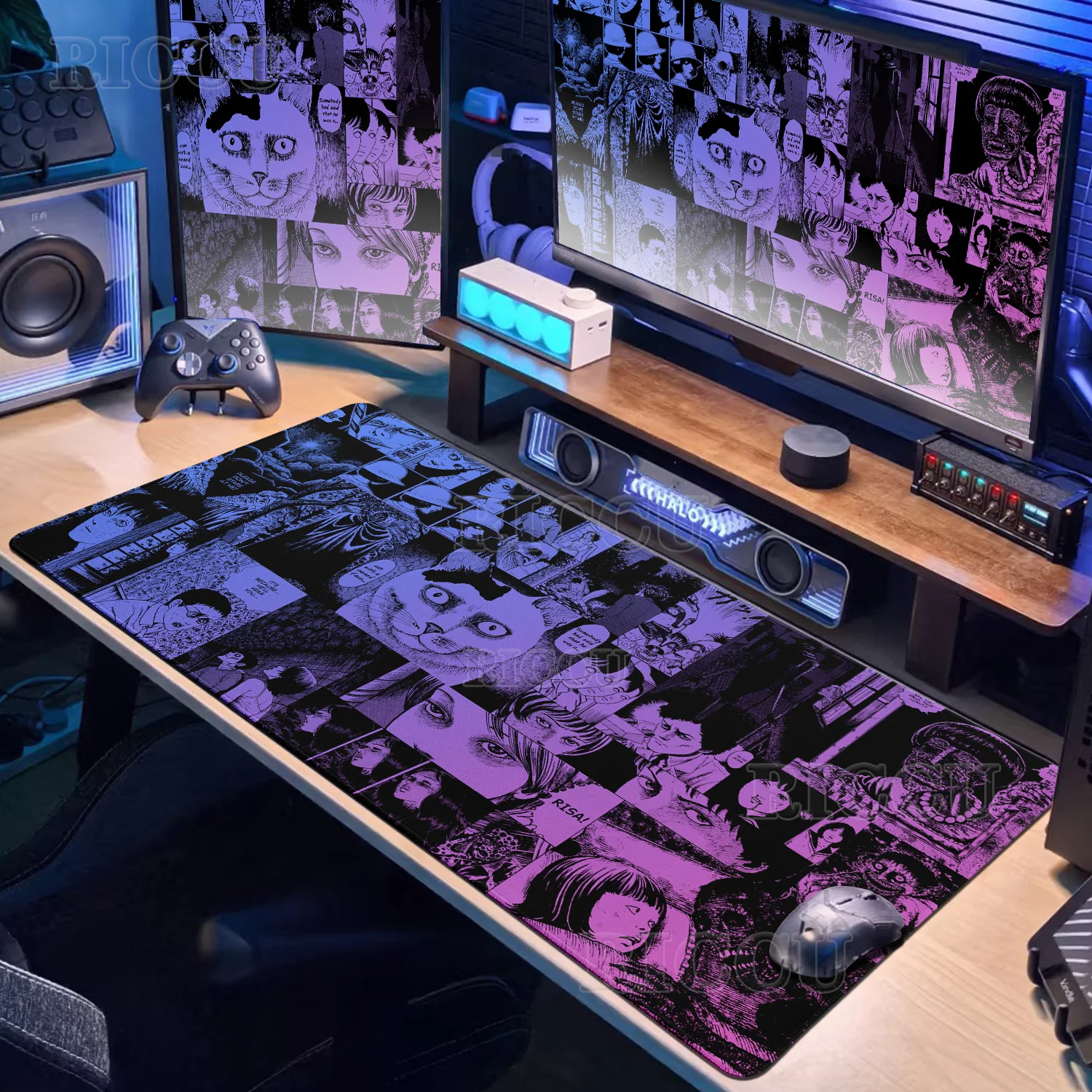 Black & White Mouse Pad Cute HD Tomie Junji Ito Extended Pad Gaming Keyboard Mats Large XXL Gamer Collage Horror Anime Mousepad