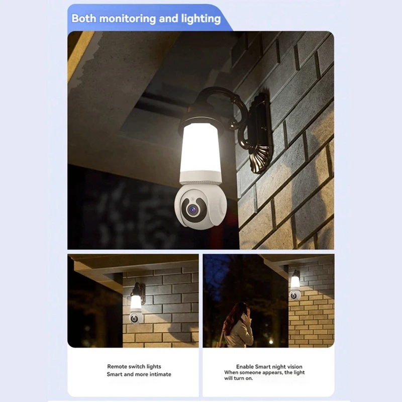 Bulb Camera 2MP Wifi 360° Color Night Two-Way Talk Security Surveillance E27 Camera No Wiring Required For Home Indoor