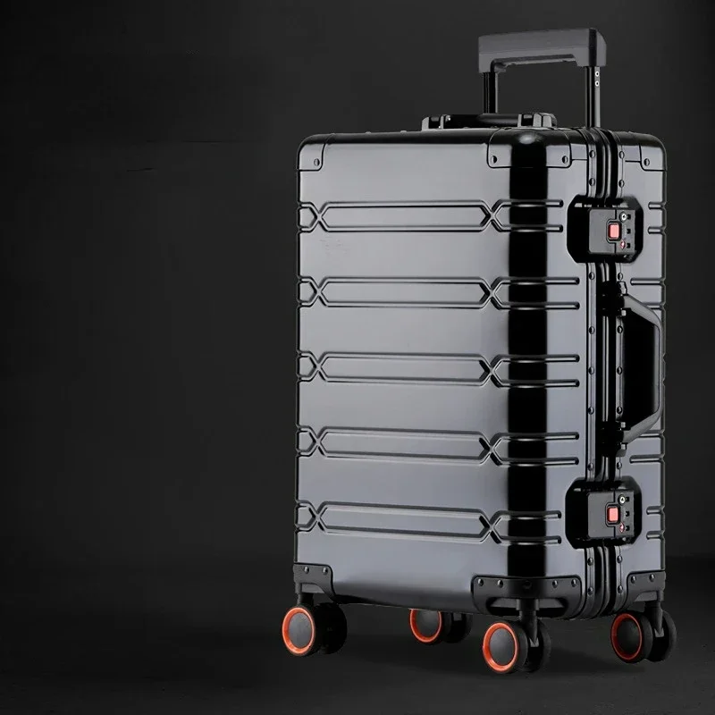 All Aluminum-magnesium Alloy Travel Suitcase Men's Business Rolling Luggage on Wheels Trolley Luggage Carry-Ons Cabin Suitcase