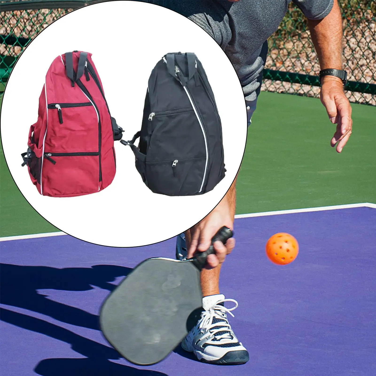 Zaino Pickleball, borsa da trasporto con manico e gancio, impermeabile, chiusura con cerniera,