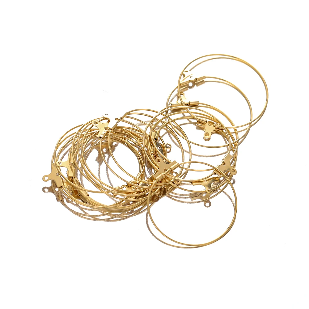 20pcs Gold Color Stainless Steel Ear Wire Earring Hooks Connector DIY Jewelry Making Accessories Crafts Dangle Hoop Components