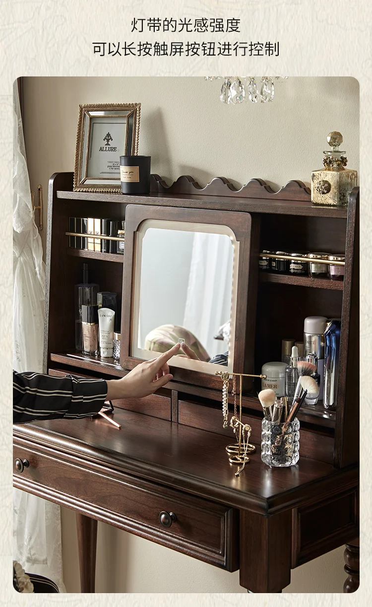 Comò vintage americano in legno massello, comò per camera da letto principale, scrivania, scrivania, scrivania francese