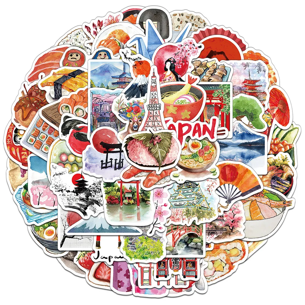 

64/128 шт. креативные акварельные японские дорожные наклейки персонализированные наклейки декоративные чехлы для телефонов наклейки на чашку воды