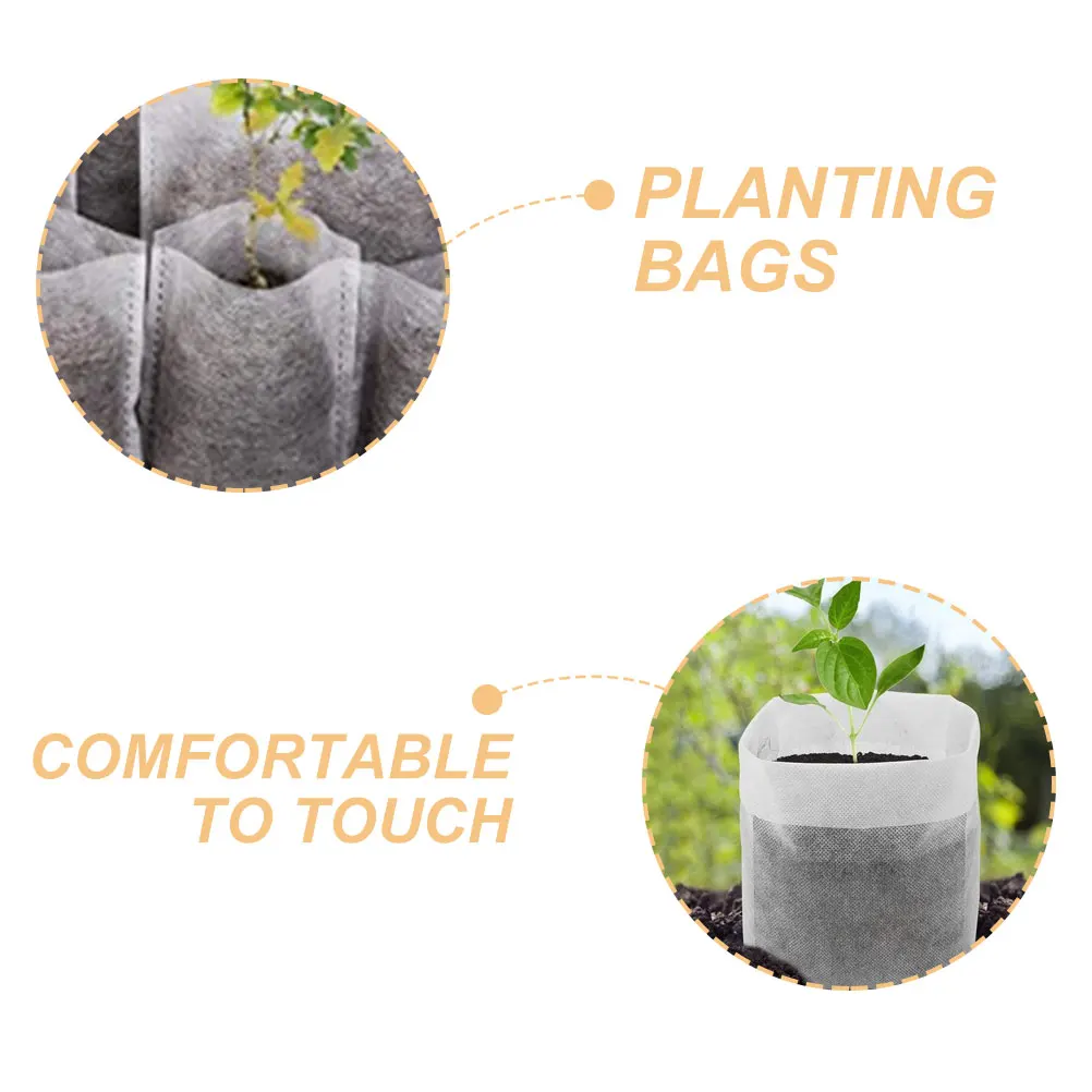 

100pcs Seedling Bags 12x10cm Plant Growing Containers Non-Woven Fabric Nursery Pouches for Flowers Vegetables Gardening Outdoor