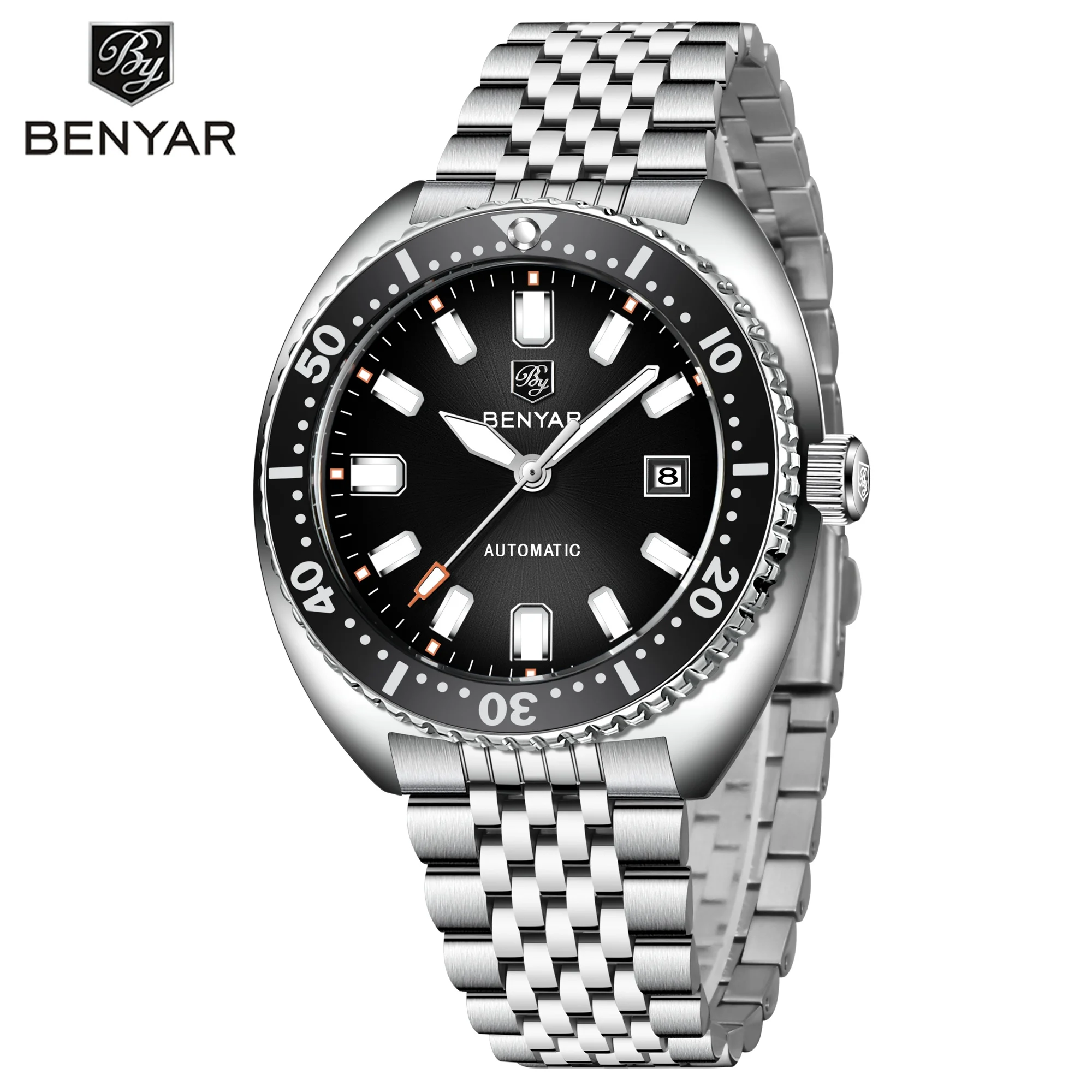 2025 New BRNYAR Luxury Retro Men's Automatic Mechanical Watch 42mm Calendar 50m Water Resistant Luminous Wristwatch