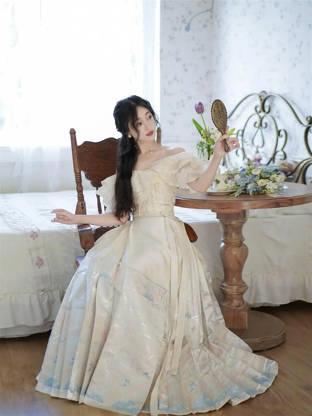 New Chinese Style National Trend White  Tailed Skirt Set Women's Summer Daily Wear Matching One Shoulder Top Two Piece Set