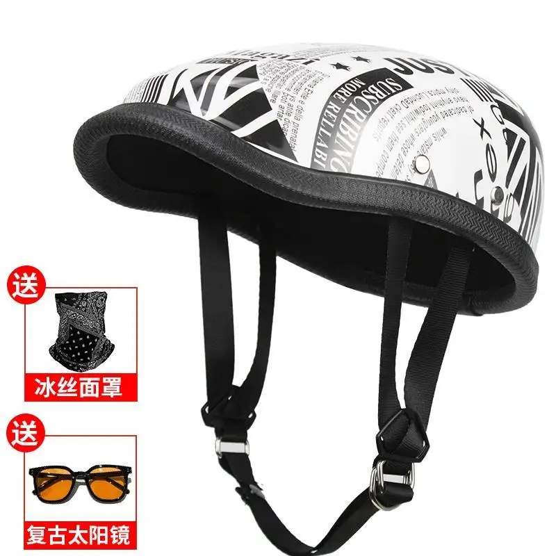 Retro Beret Design Half Helmet Japanese Riding Ladle Helmet German Minimalist Street Trend Summer Helmet Send Sunscreen Masks image 2