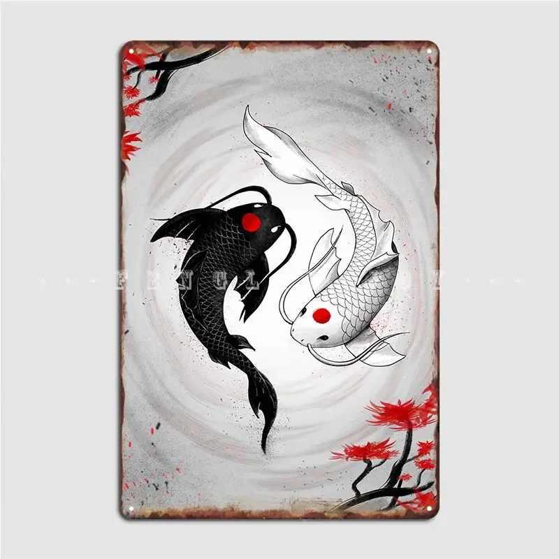 Japanese Koi Fish Vision Metal Sign Cinema Garage Home Plaques Customize Tin Sign Poster