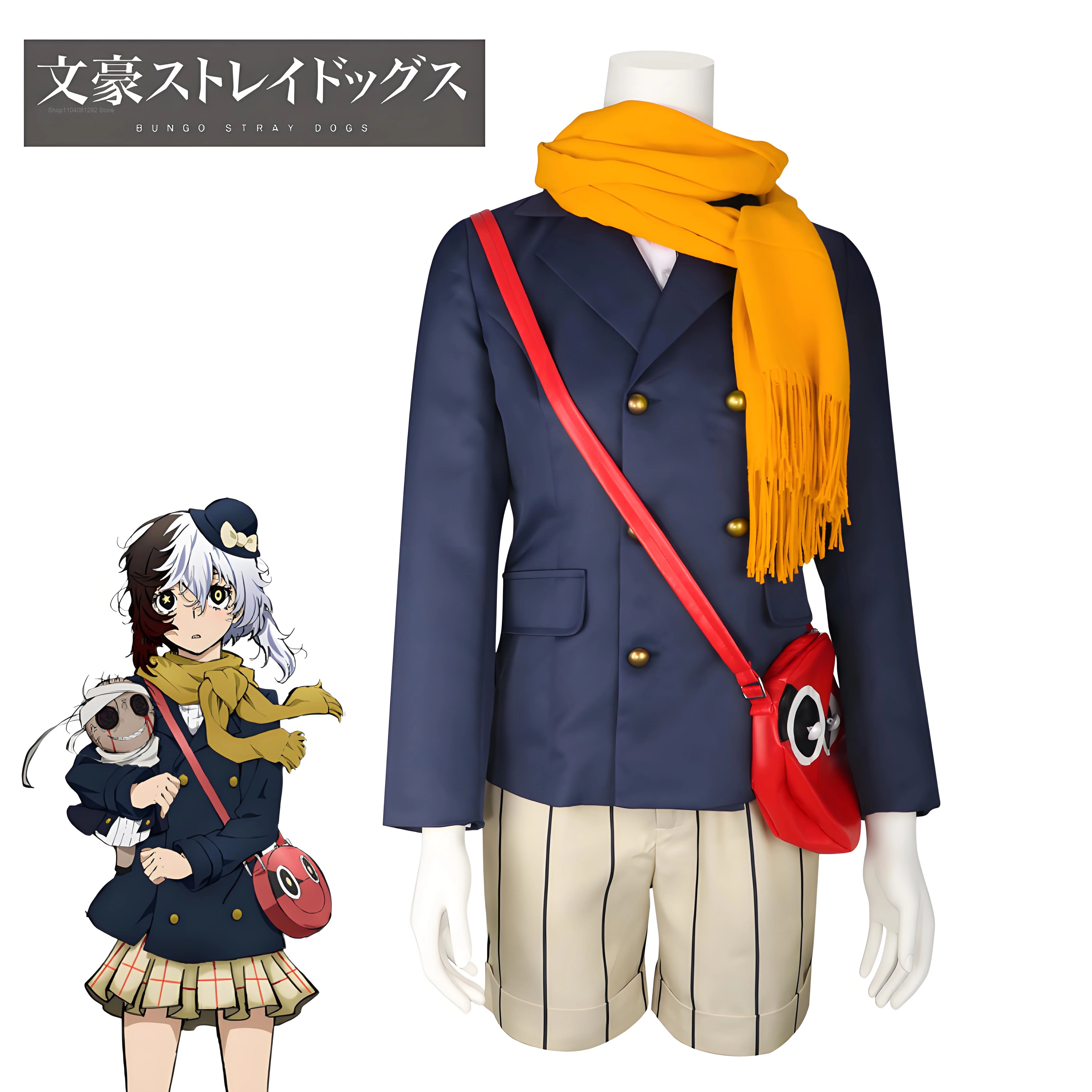 Anime Cosplay Costume Bungo Stray Dogs Yumeno Kyusaku dazai osamu Suits Plush Doll Hat Wig Set halloween party anime clothes