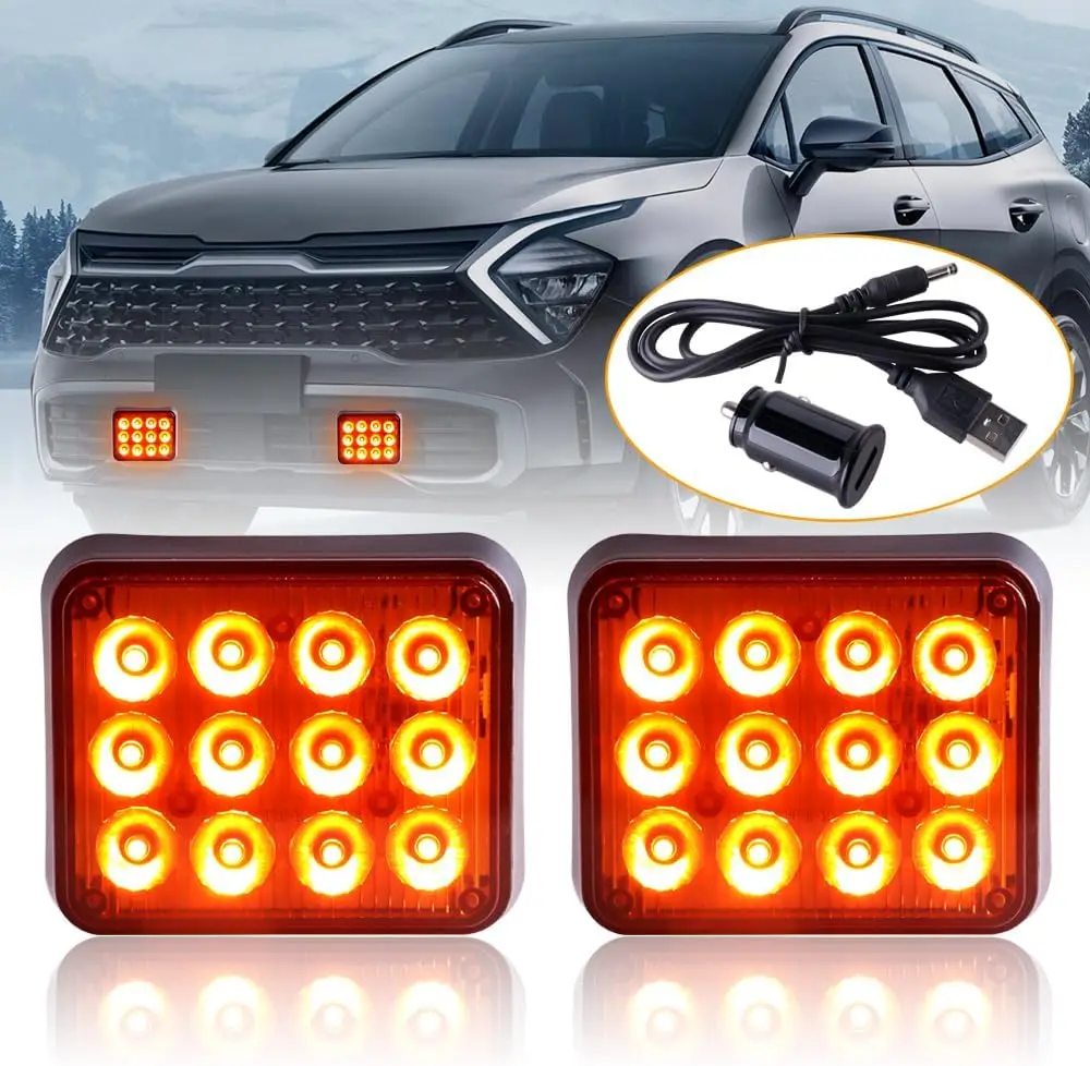 2PCS High-Visibility Magnetic LED Flashing Beacon Lights for Vehicles Magnetic Trailer Lights Portable Wireless Trailer Light