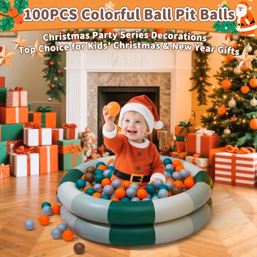 ลูกบอลพลาสติกปลอดสารพิษ ขนาด 5.5 ซม. จำนวน 100 ลูก สำหรับเด็กเล่นในบ่อบอล ตกแต่งงานปาร์ตี้คริสต์มาส ตกแต่งบ้าน