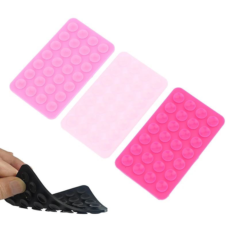 (HB05)Silicone Suction Pad Double Sided For Fixing Mobile Phone Fixture Suction Cup Backed Adhesive Silicone Rubber Sucker Pad