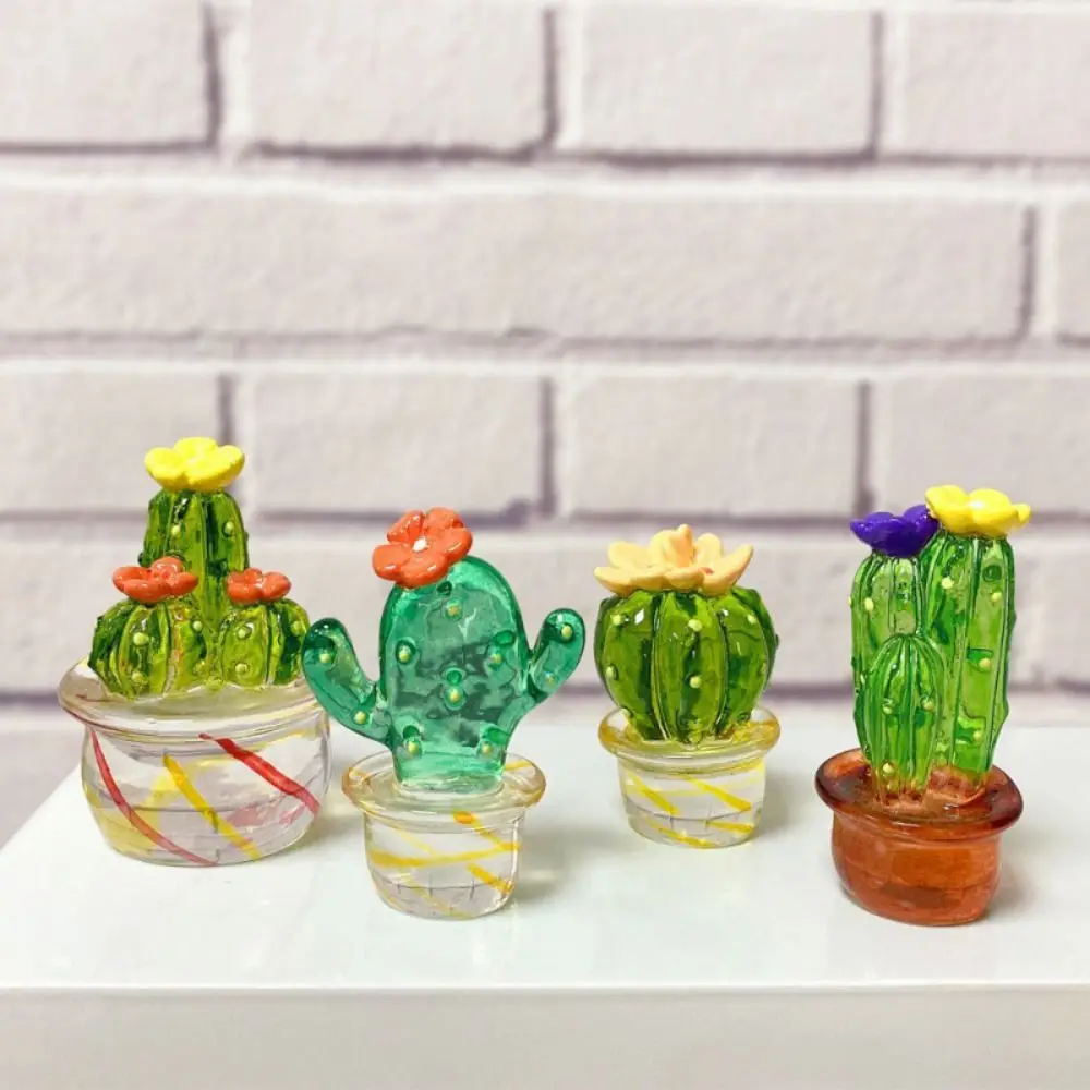 

Easy Use Cactus Sculpture Original Not Fade Handmade Simulation Plant Resin Car Ornaments Computer