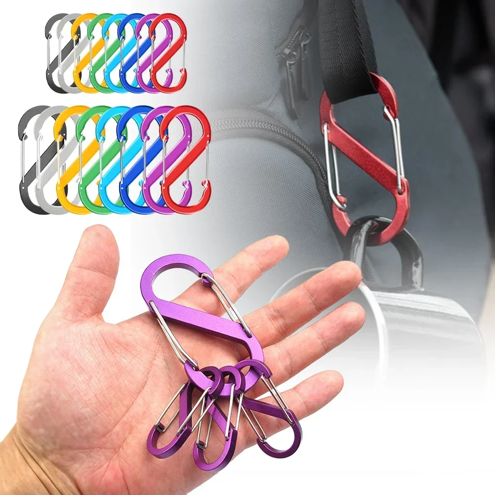 10/5 PCS S Double Carabiner Set Camping EDC Survival Climbing Spring Backpack Clasps Keychain Tactical Gear Hooks Key Chain Clip