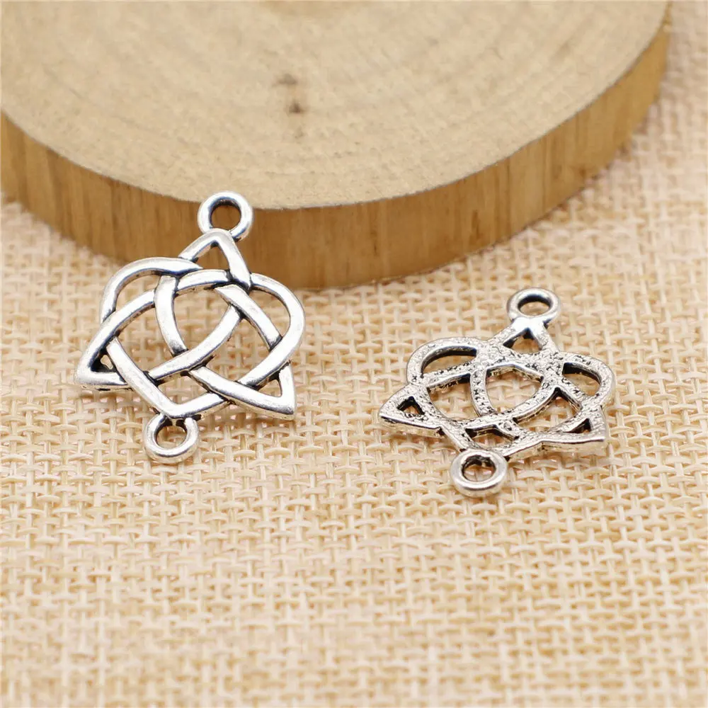 5 pz/lotto 25x19mm Triquetra nodo simboli connettore Charms per gioielli che fanno argento antico colore muslimah