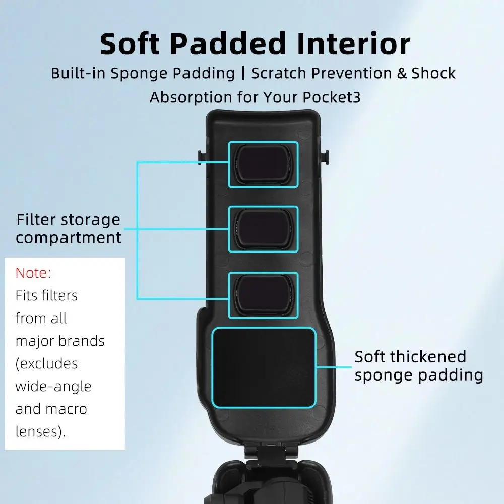 Anti-fall Protective Lid with Tie Strap Full Coverage Flip Upper Cover Quick Release Lightweight Body Case for DJI Osmo Pocket 3