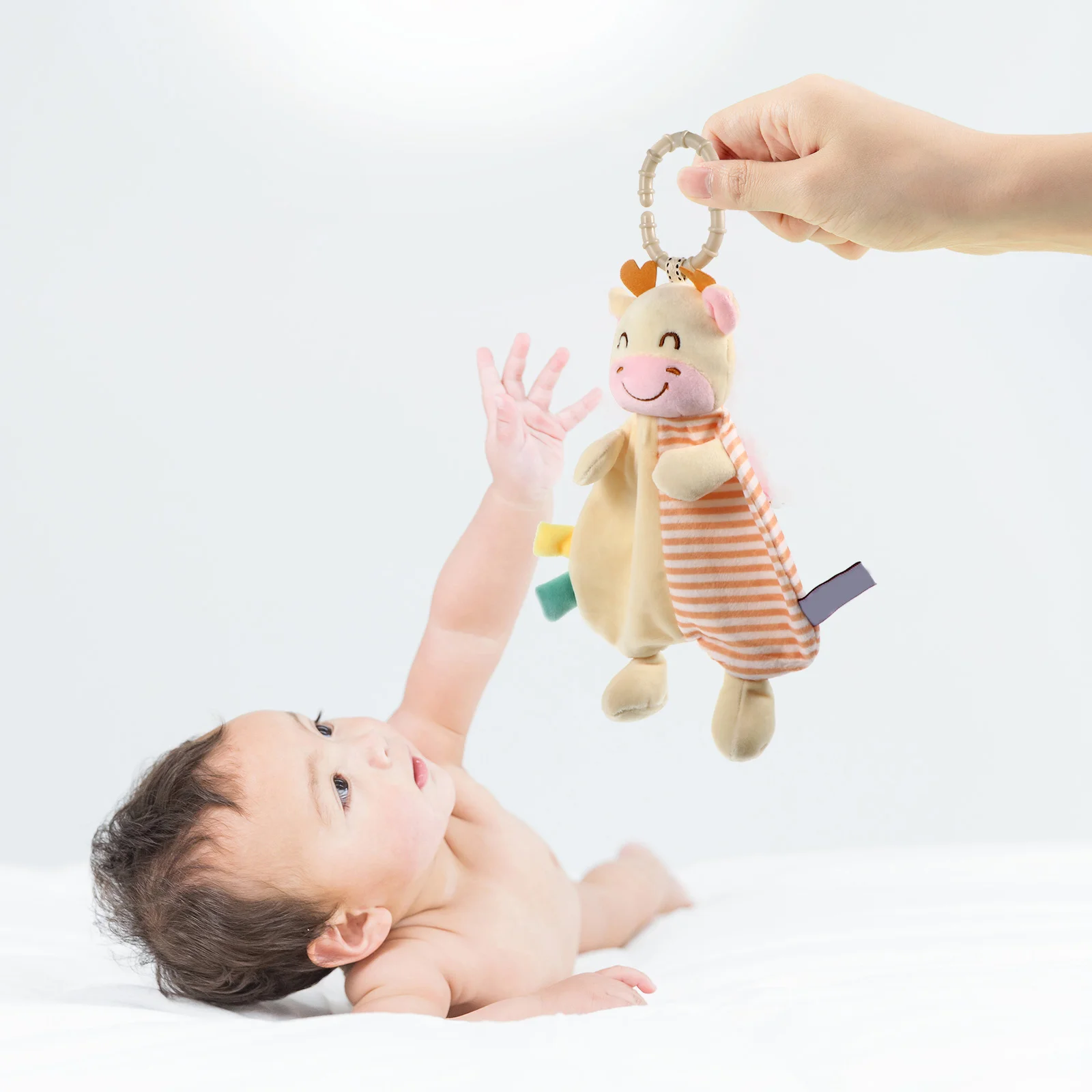 1-delige baby rustgevende handdoek diervorm zachte veiligheidsdeken voor pasgeboren baby zintuiglijke stimulatiedoek