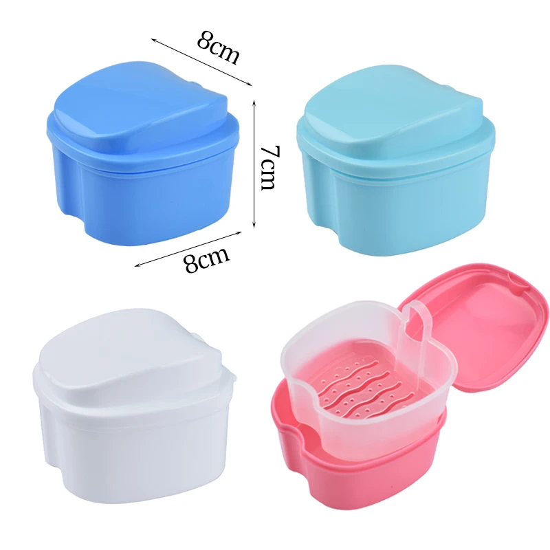 Dental Denture Box Orthodontic Retainer Braces Storage Box Invisible Teeth Denture Cleaning Tooth Storage Portable Belt Case