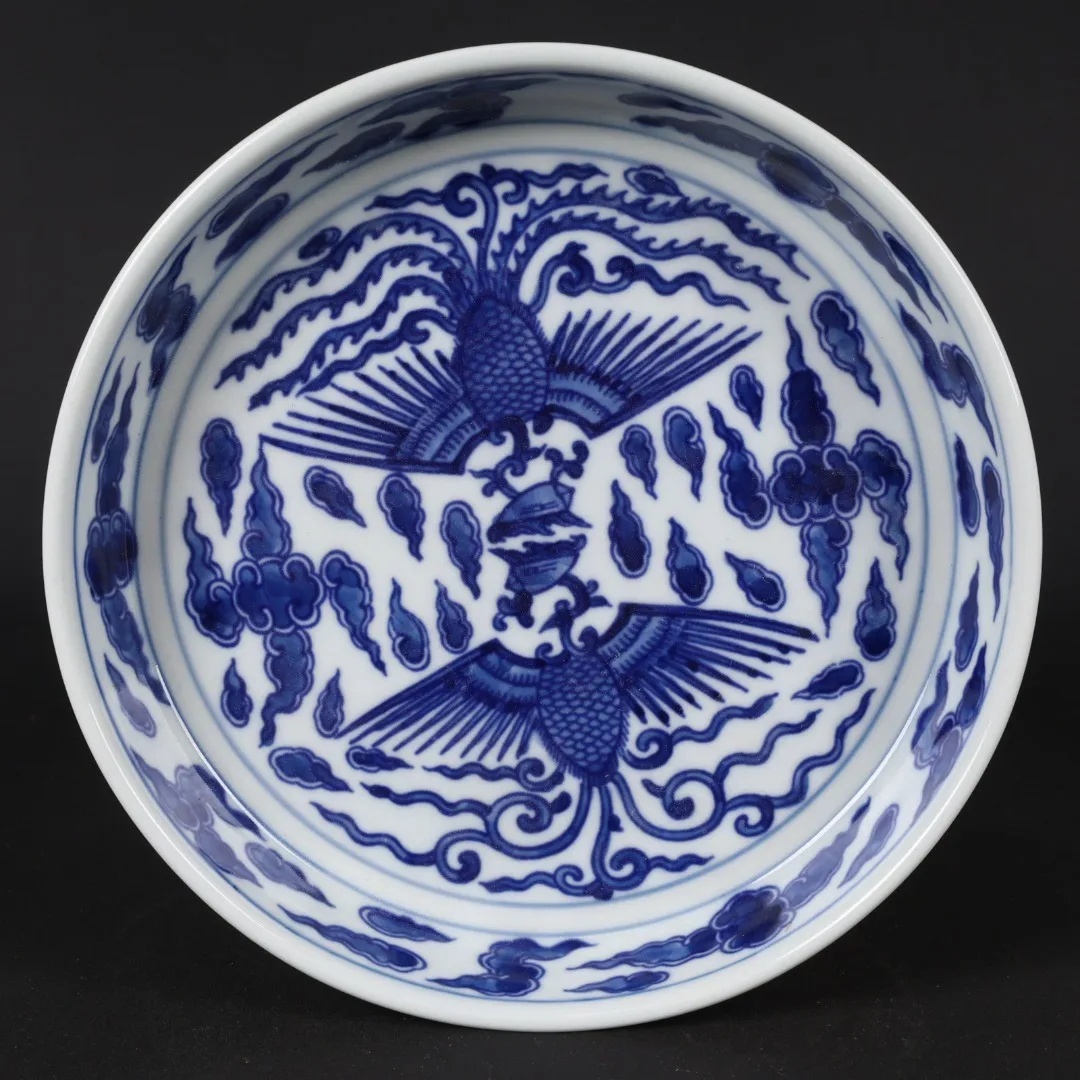 Chinese Ceramic Appreciation Plate Decorative Plates For Home Decoration And Accessories Jingdezhen Blue And White Phoenix Plate