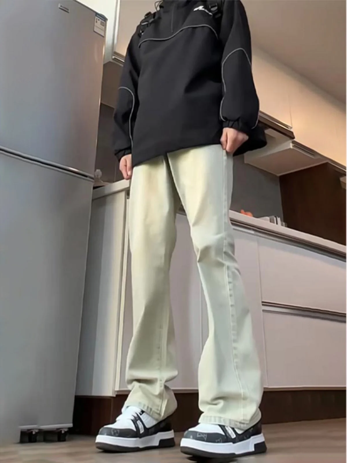 

Мужские джинсы Cleanfit Slim Fit, желтые, с подкладкой, длинные брюки в американском ретро-стиле, износостойкие, из смеси хлопка и полиэстера