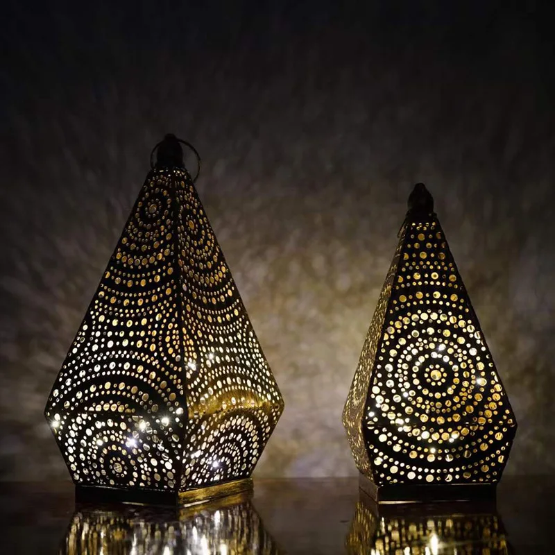 

LED hollow metal decoration geometric home furniture wrought iron decorative ornament creative products