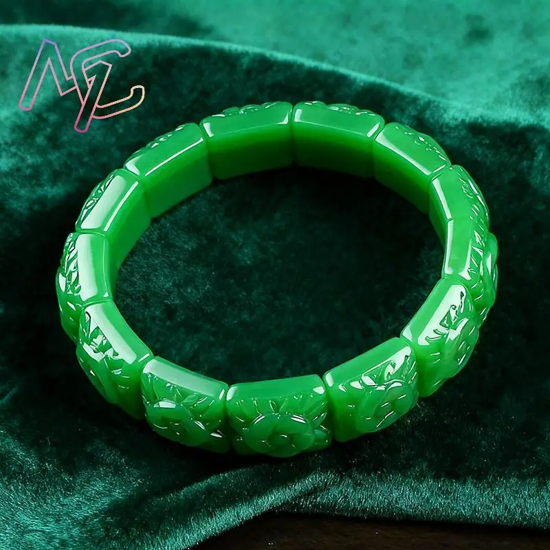 Real Jade Flower Bracelet Bangle Designer Vintage Natural Jewelry Gifts for Women Talismans Charm Luxury Accessories Amulet view 3