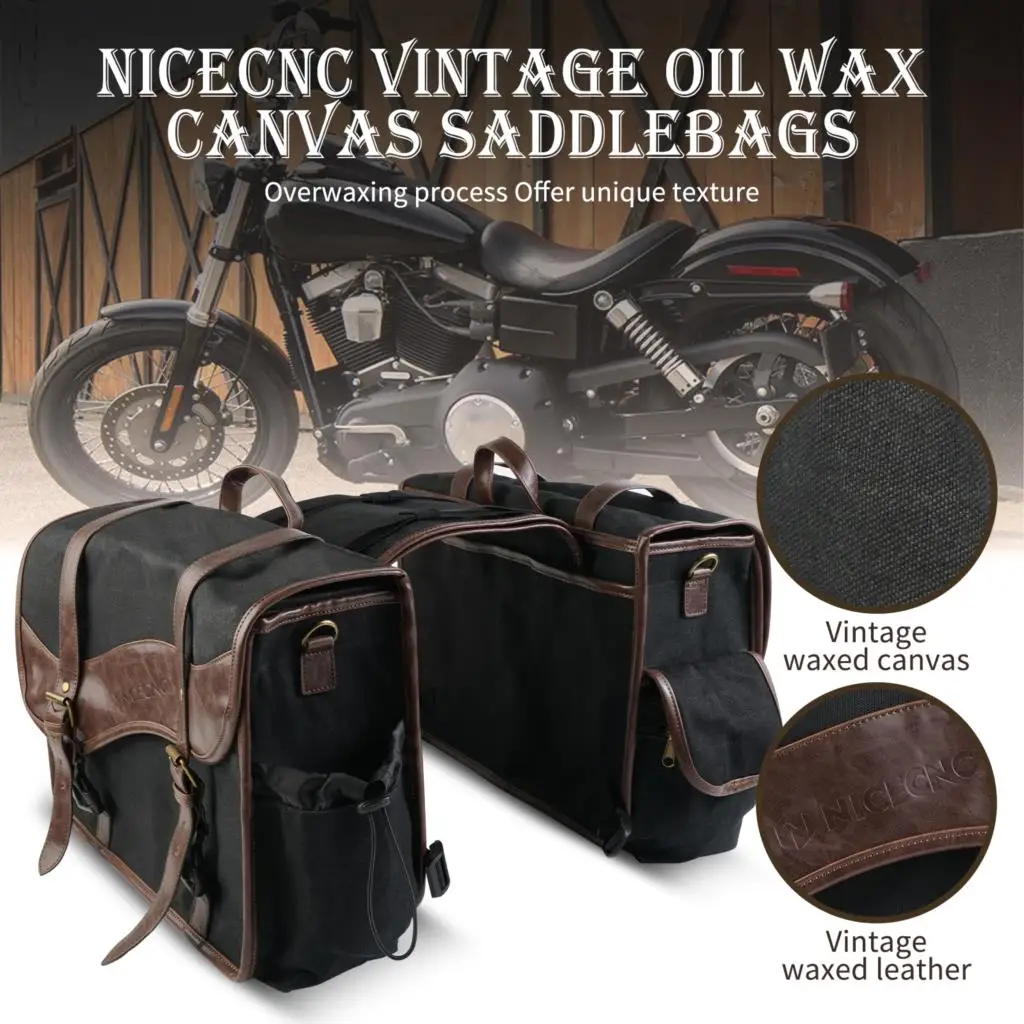 NICECNC Motorcycle Side Bags Large Capacity Saddle Bags Waterproof Waxed Saddlebags For Harley Honda Yamaha Suzuki Moto Supplies