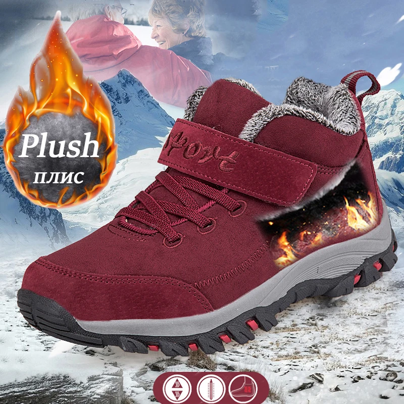 Winter Boots Shoes For Men Waterproof Snow Boot Woman Winter 2023New Warm Plush Hiking Sneakers Outdoor Non-slip Male Ankle Shoe