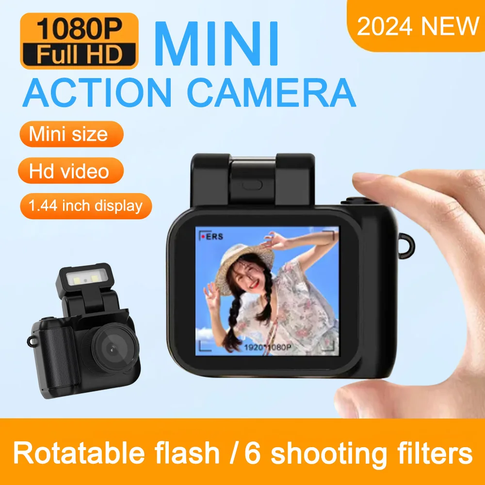 HD 1080P Mini Camera with LCD Screen Flash Lamp Battery Dock Video Recorder Portable Retro Ultra Compact Small Camcorder Y4000