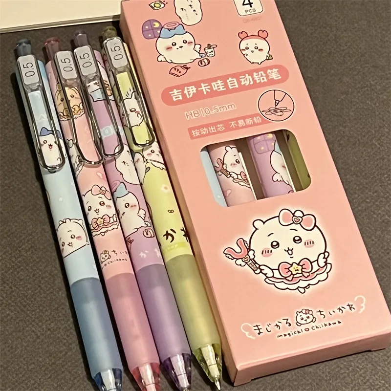 New Kawaii Cartoon Chiikawas Mechanical Pencil Box-Packed Stationery School Supplies Ins Cute Kids Toys Christmas Gift For Girls