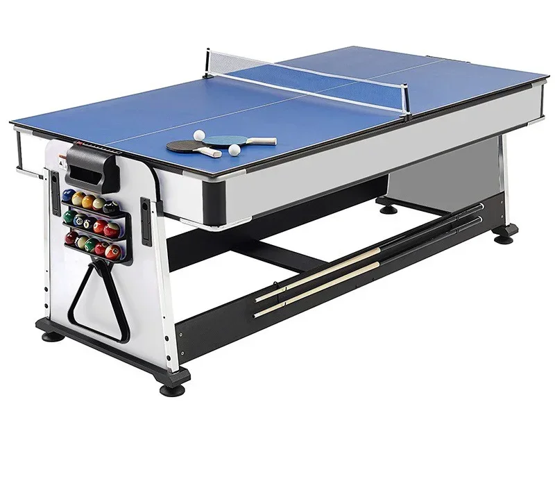 

Многофункциональный бильярдный стол, раскладной бильярдный стол/воздушный хоккей/теннисный стол, черно-белый двухцветный 4 в 1