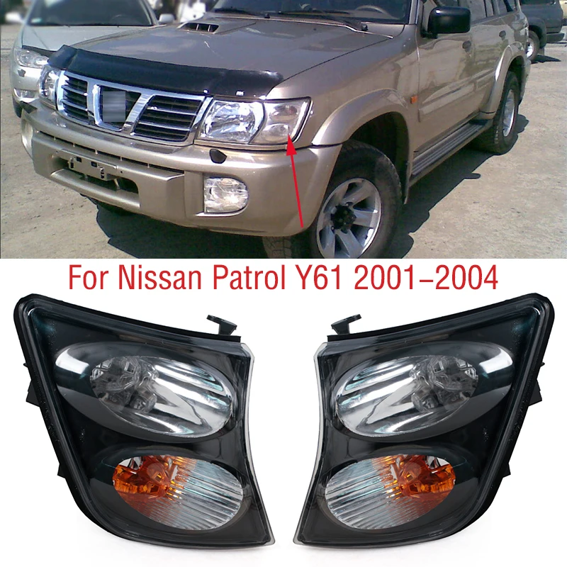 

2PCS Headlamp Corner Light Front Bumper Headlight Side Marker Turn Signal Lamp No Bulb For Nissan Patrol Y61 2001 2002 2003 2004