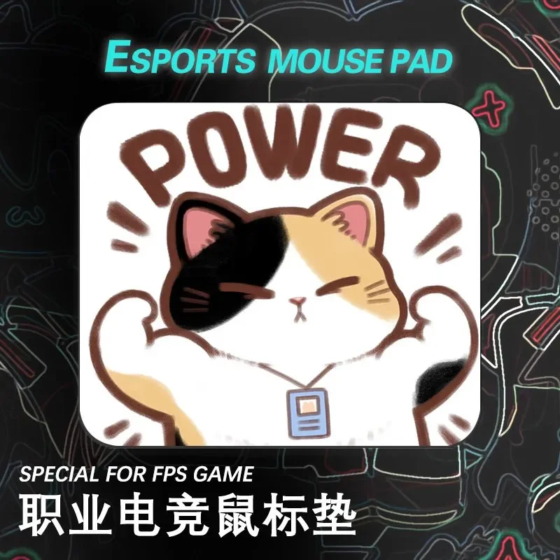 

Игровой коврик для мыши с милым мультяшным котом — фотоэлектрическая стеклянная поверхность с противоскользящим толстым основанием для FPS eSports и водонепроницаемого офисного использования