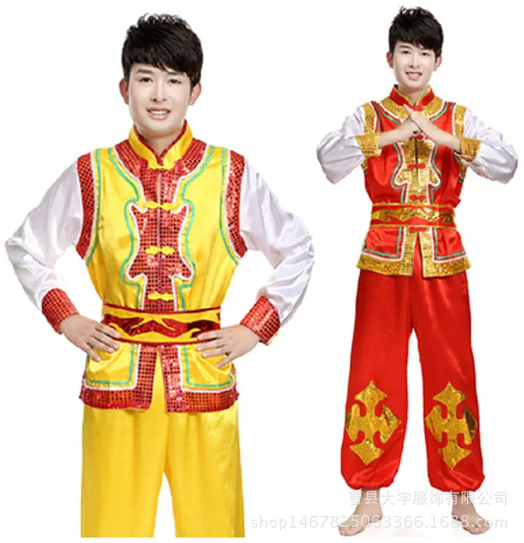 ew Festival Ethnic Costume Performance Costume Men's Yangko Costume Dragon Dance Costume Lion Dance Costume Gong and Drum Team