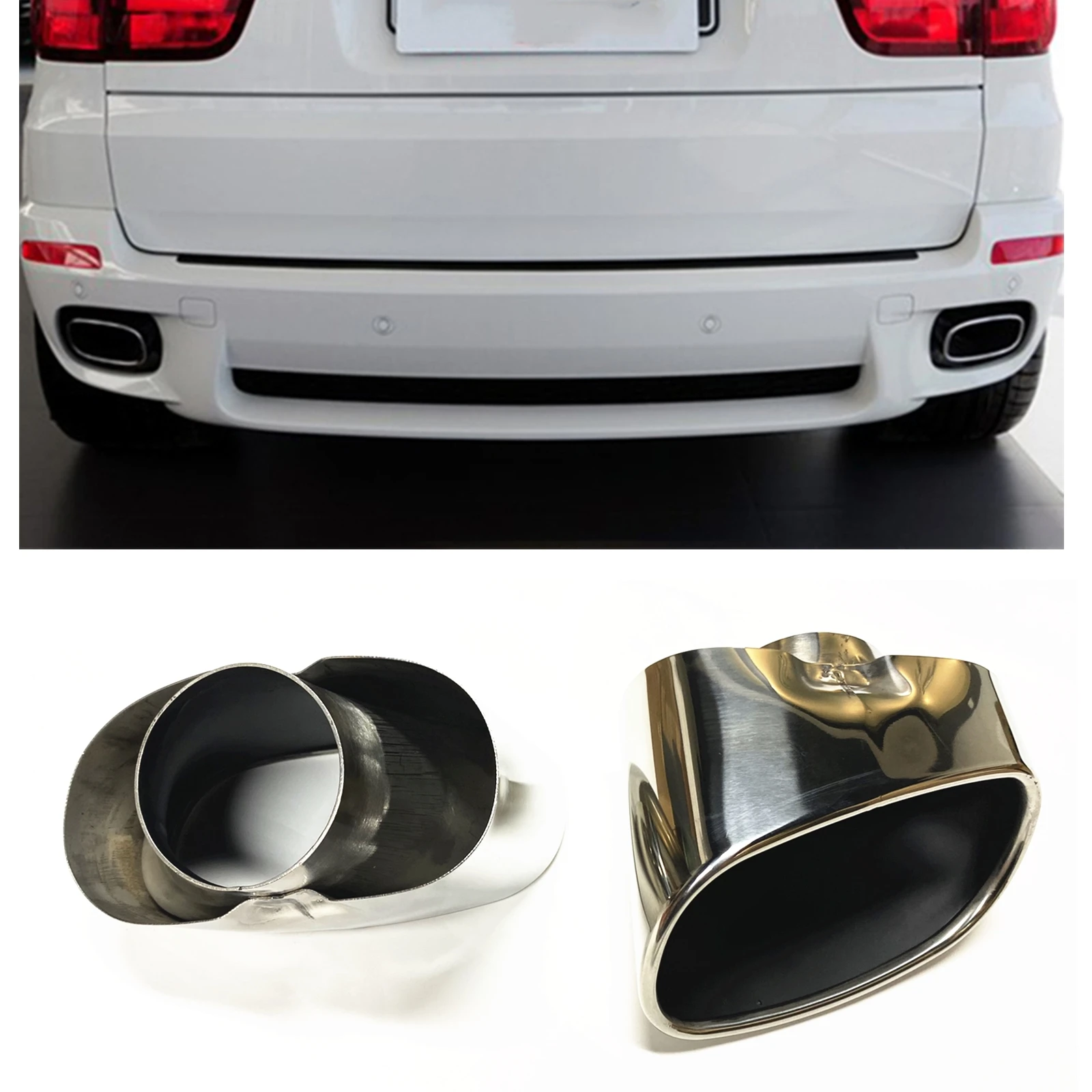 

Exhaust Muffler Tip Pipe For BMW X5 Oblique 2008-2013 Stainless Steel Car Rear Air Outlet Vent Kit Exhause Tailpipe