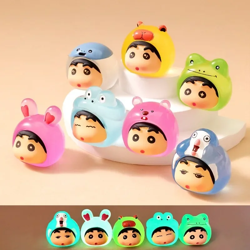 Crayon Shinchan-decoraciones luminosas DIY, bolsa de juego de Anime a la moda, accesorios, Micro paisaje, escritorio, coche, adornos pequeños