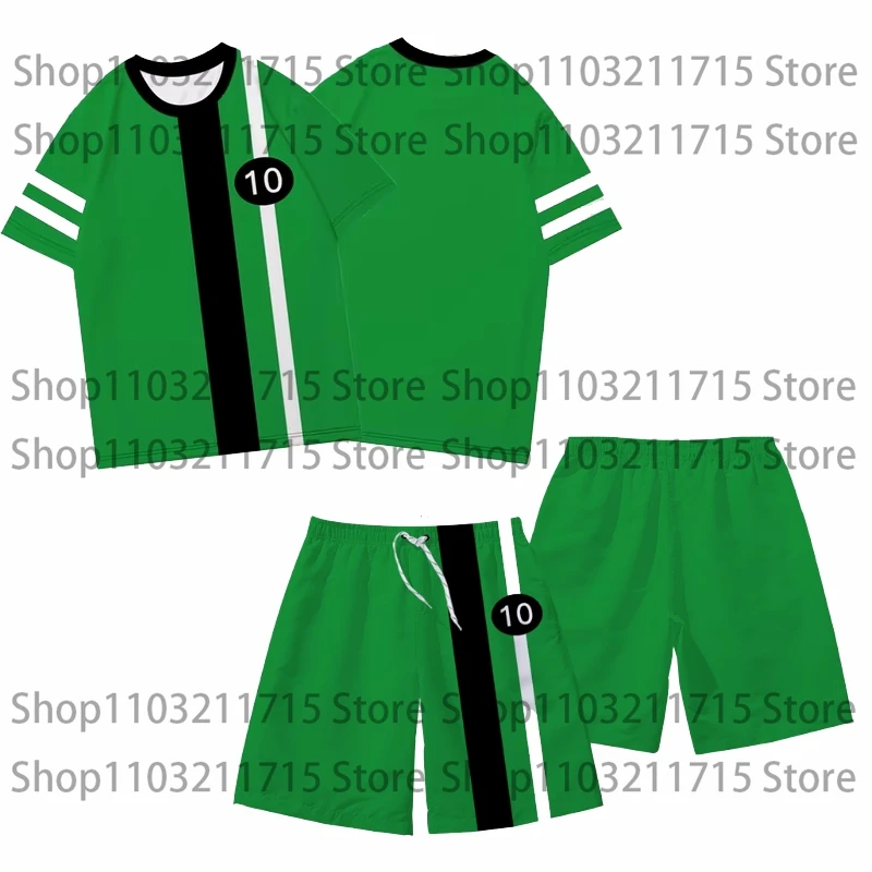 2025 جديد أنيمي Omnitrix Ben10 تأثيري تي شيرت مجموعة تي شيرتات قصيرة للأطفال ثلاثية الأبعاد بن تنيسون طباعة طفل تيز دعوى الصيف الرجال النساء ملابس رياضية