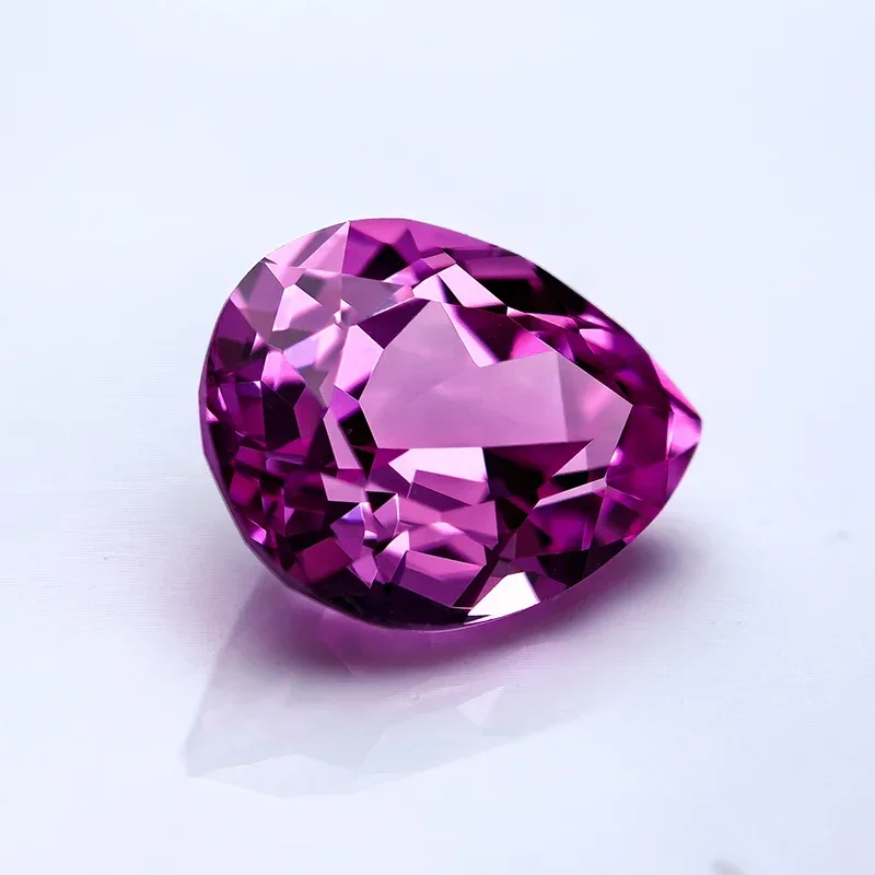 Lab Grown Sapphire Pear Shaped Hot Pink Color VVS1 Gemstones for Charms DIY Jewelry Making Materials Selectable AGL Certificate