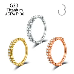 Luxury Hoops G23 Titanium Nose Rings Set 5A Zircon And 1mm Balls Earrings Fashion Nasal Septum Piercing Body Jewelry