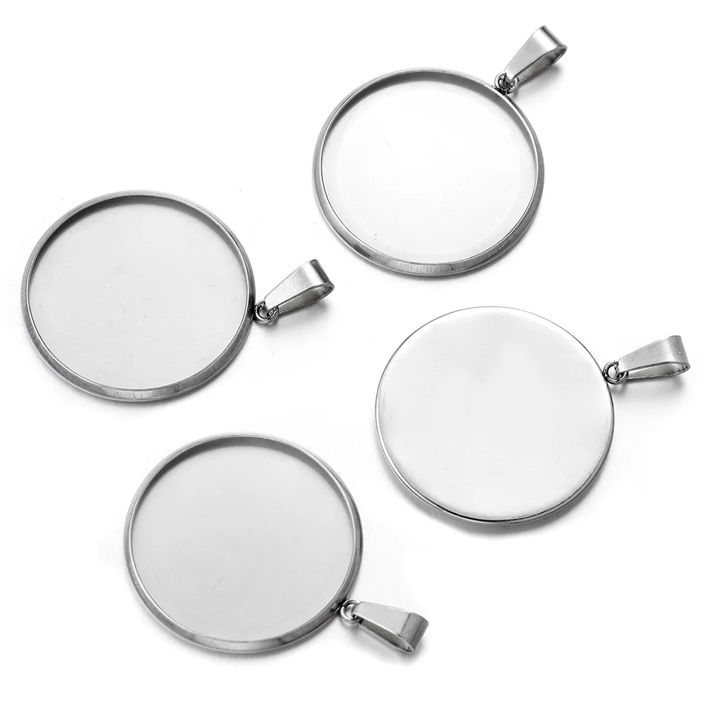 10pcs/lot Fit 10 12 16 20 30mm Stainless Steel Resin Blank Cabochon BaseTray Setting Bezels Pendant Charms FOR Jewelry Making