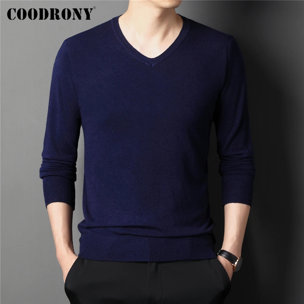 

COODRONY Brand Knitwear V-Neck Sweater Men Clothing Autumn Winter New Arrival Solid Color Casual Pullover Homme Jersey Z1117