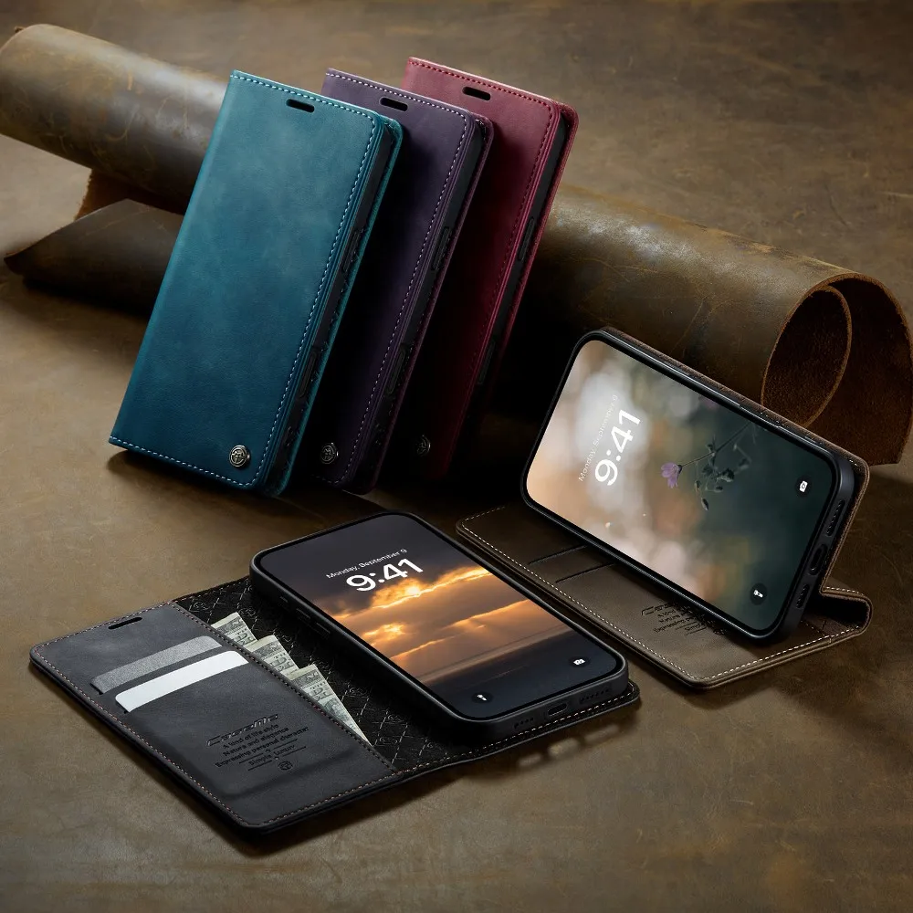 Einfarbig Leder Flip Wallet Karte Fall Telefon Abdeckung Für iPhone 16e 15 Pro Max 14Plus 13 Pro 12 Mini 11 Xs Max XR SE 6 7 8 Plus