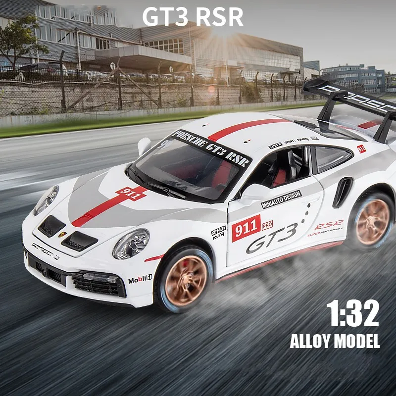 1:32 Porsche 911 GT3 RSR Track Version Alloy Sports Car Diecast Model Sound & Light Toy Home Ornament Children Toy Presents