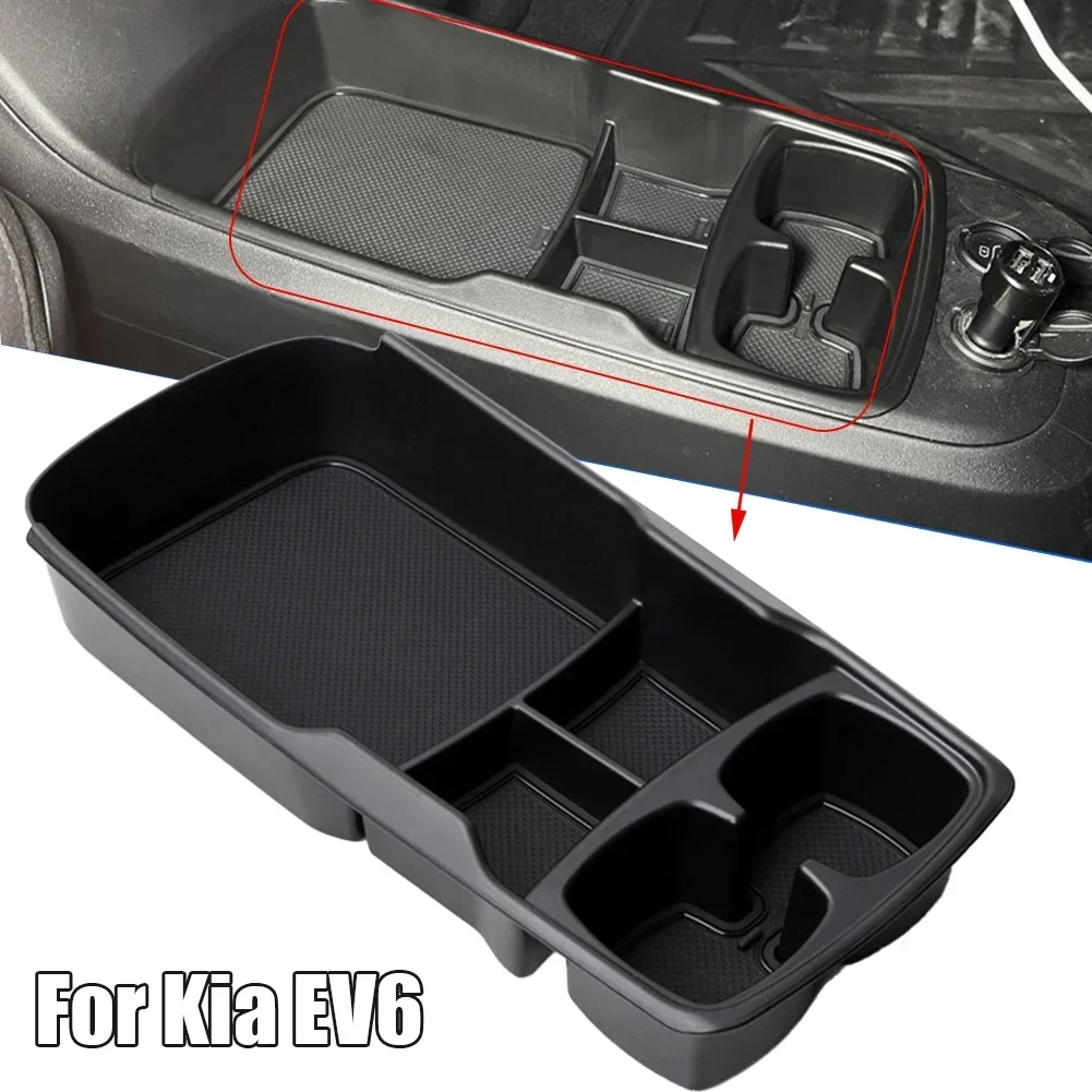 

Auto Center Console Storage Box Lower Layer Tray Organizer For Kia EV6 2021-2024 Water Cup Holder Interior Accessories