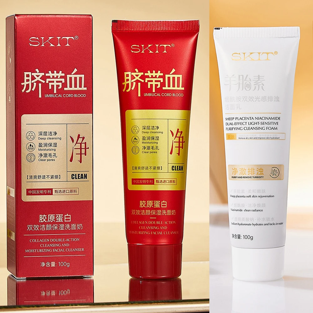 

Umbilical Cord Blood Collagen Dual Effect Remover Acne Facial Cleanser Cleansing Pores Dirt Oil Control Moisturizing Face Wash