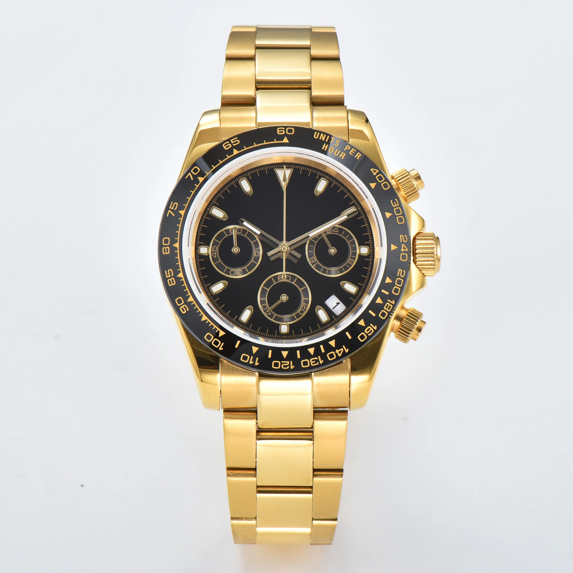 40mm stainless steel men's quartz watch VK63 movement waterproof multi-functional date luminous display sapphire glass watch