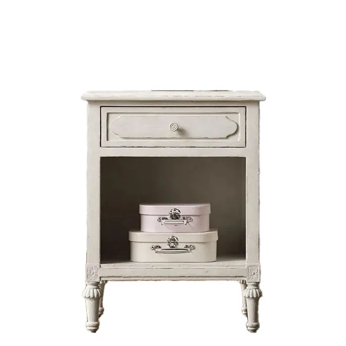 

French Smart Bedroom Furniture Antique Solid Wood Bedside Tables Chest of Drawer Nightstand