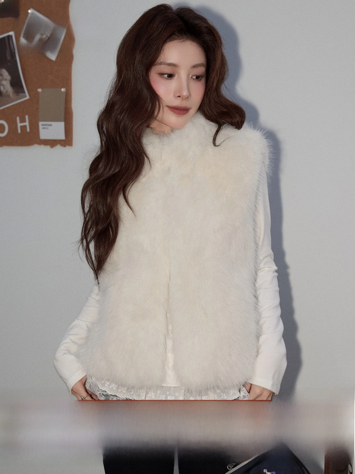 

Женский свободный жилет из искусственного меха Meng Xiaoqi, новая весенняя коллекция, с воротником-стойкой, модная верхняя одежда для девушек